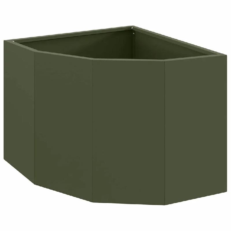 Helloshop26 - Jardinière d'angle moderne extérieure 45 x 45 x 35 cm optimisée pour coins en acier vert olive 02_0052890 - vert acier 3000237637427_0