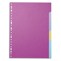 JEU D'INTERCALAIRES 6 POSITIONS EN CARTE RECYCLÉE 170G. FORMAT A4 - LOT DE 38