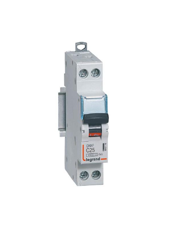 DISJONCTEUR DNX³ 4500 6KA BORNE À VIS 1 MODULE 1P+N 230V 25A - LEGRAND - 406776