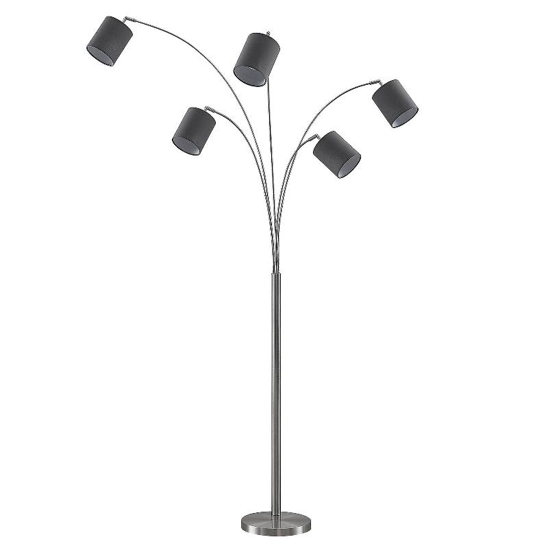 LINDBY ABIRAM LAMPADAIRE, NICKEL/GRIS FONCÉ