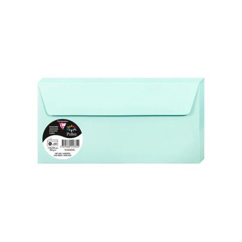 LOT DE 2 - PAQUET DE 20 ENVELOPPES POLLEN 110X220MM 120G/M2 - VERT JADE