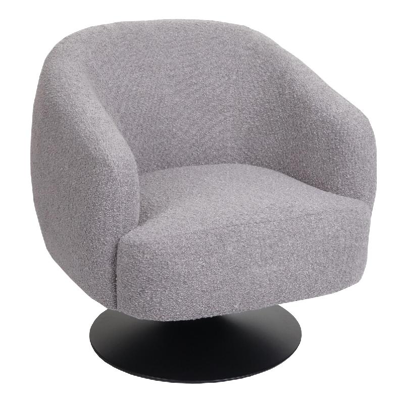 Mendler Fauteuil lounge HWC-J76, fauteuil cocktail pivotant, tissu bouclé métal ~ gris clair - gris textile 83068_0