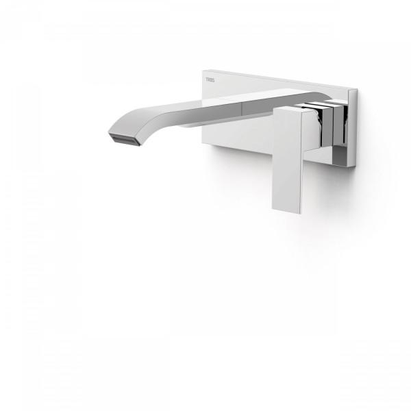 MITIGEUR LAVABO MURAL AVEC BEC CASCADE CHROMÉ - TRES 00630013