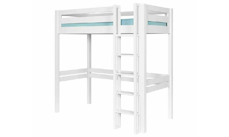 PACK LIT MEZZANINE 2 PLACES ADAM + MATELAS  BLANC 120X190 CM/OPT:ECHELLE GRAND CÔTÉ