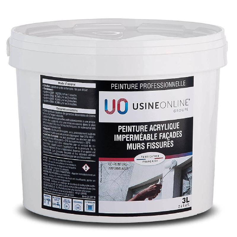 Peinture Acrylique Imperméable de Façades Murs Fissurés Ravalement Extérieur Professionnelle USINE-ONLINE Réf: UO-PEINTURE-IMPERMEABLE_0