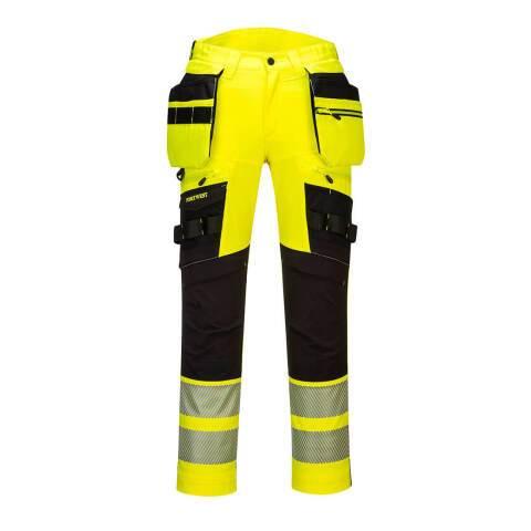 PORTWEST DX442 PANTALON DX4 HAUTE-VISIBILITÉ AVEC POCHES FLOTTANTES DÉMONTABLES JAUNE/NOIR - TAILLE 34 - STANDARD