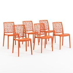RATTATAN Set 6 Chaises en polypropylène avec fibre de verre empilables pour extérieur et jardin, bar et restaurant, cuisine design moderne - ANNA -_0