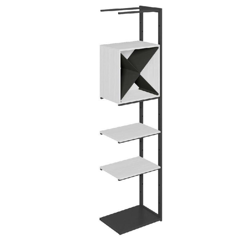 Suite structure Cage noir base métal 58x40x240cm 2 tabl et cube noyer clair_0