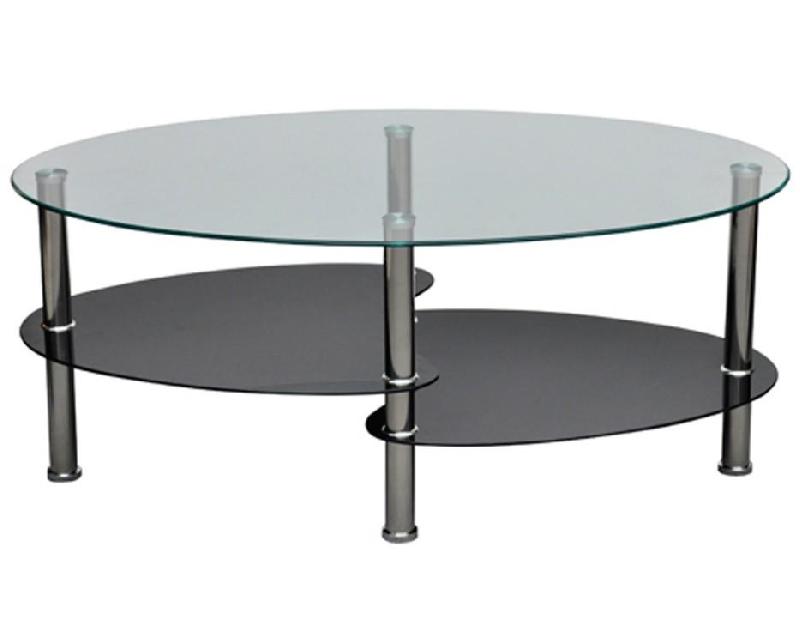 Table basse design noir - verre trempé - 90 x 45 cm - modèle à 3 étages_0