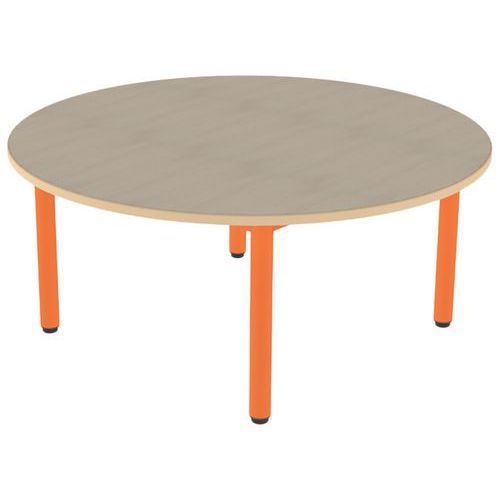 TABLE CARÉLIE RONDE Ø120 T2 STR POLY. ÉRABLE G. BEIGE/PAPAYE - MOBIDECOR