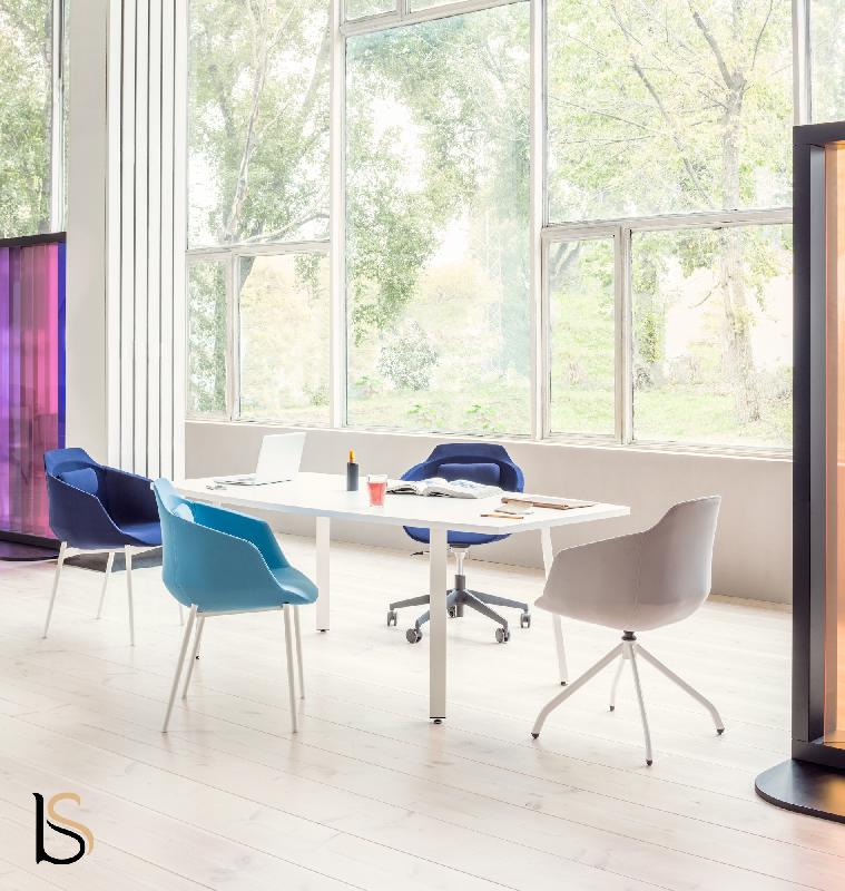 Table de réunion tonneau Ogi A - MDD - Oui, Blanc Pastel, 220, Alu_0