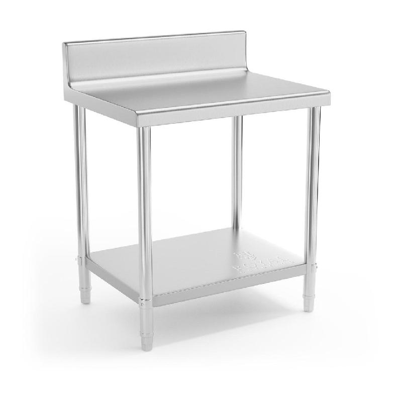 Table de travail cuisine professionnelle en acier inox - 80 x 60 cm avec rebord - capacité de charge 190 kg - modèle 14_0003663/2_0