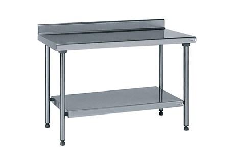 TABLE INOX ADOSSÉE AVEC ÉTAGÈRE INFÉRIEURE FIXE LONGUEUR 1200 MM