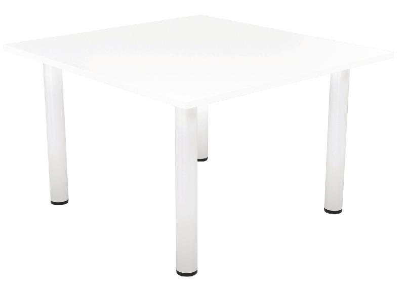 TABLE RÉUNION ELGA PIED TUBE 120 X 113 CM PLATEAU STRATIFIÉ BLANC/BLANC - MANUTAN COLLECTIVITÉS