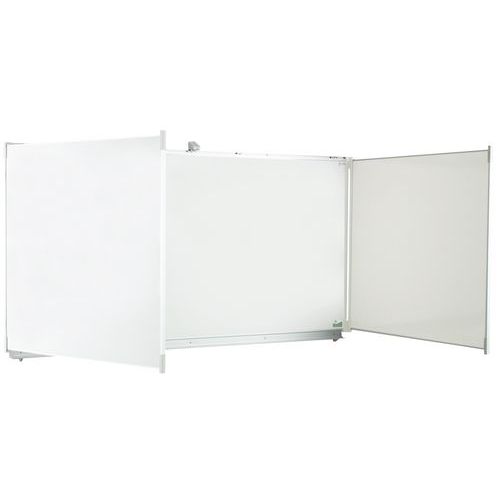 TABLEAU BLANC TRIPTYQUE EMAILLE 200X120 ENCADRE ALU - VANERUM