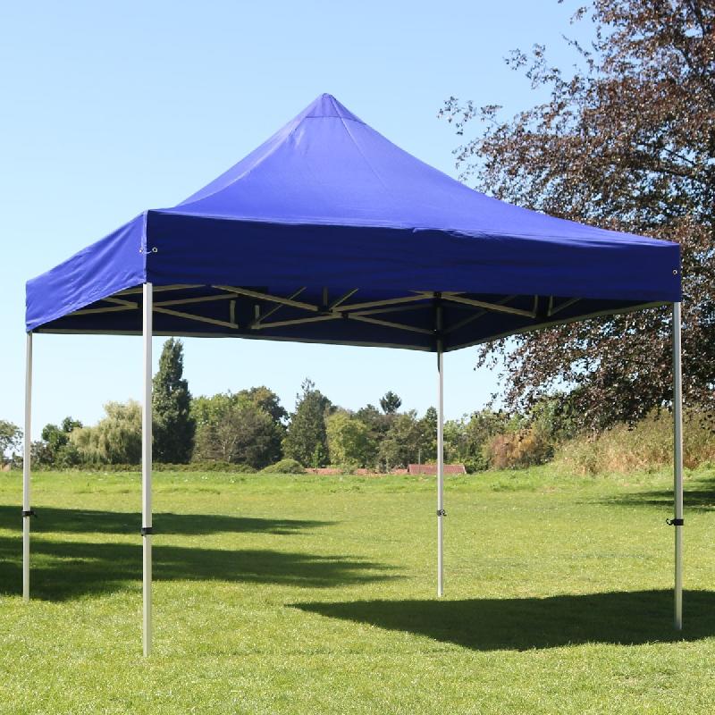 Tente pliante bleue 3x3m - Structure aluminium 40mm - Toile 300g/m² imperméable et anti-UV_0