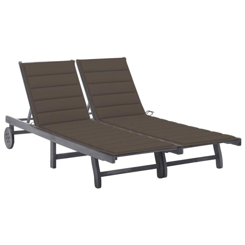 VidaXL Chaise Longue De Jardin 2 Places Avec Coussin Gris Acacia - gris 8720286237908_0