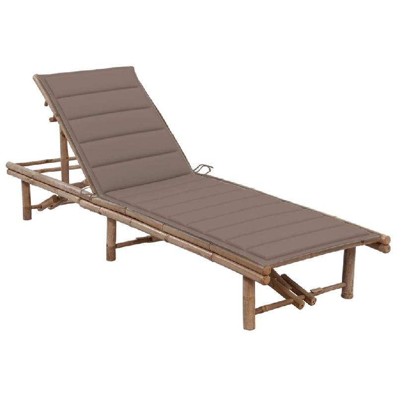 VidaXL Chaise Longue De Jardin Avec Coussin Bambou - gris 3061640_0