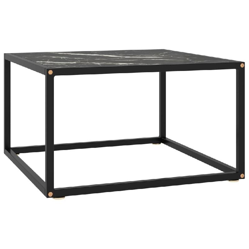VidaXL Table basse Noir avec verre marbre noir 60x60x35 cm Modèle Apex Ligne Élite - 322874_0
