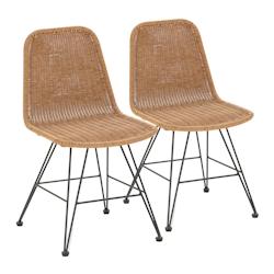 VS Venta-stock Pack de 2 chaises de salle à manger ou de jardin Beth Ratan/Noir - noir métal I24076_0