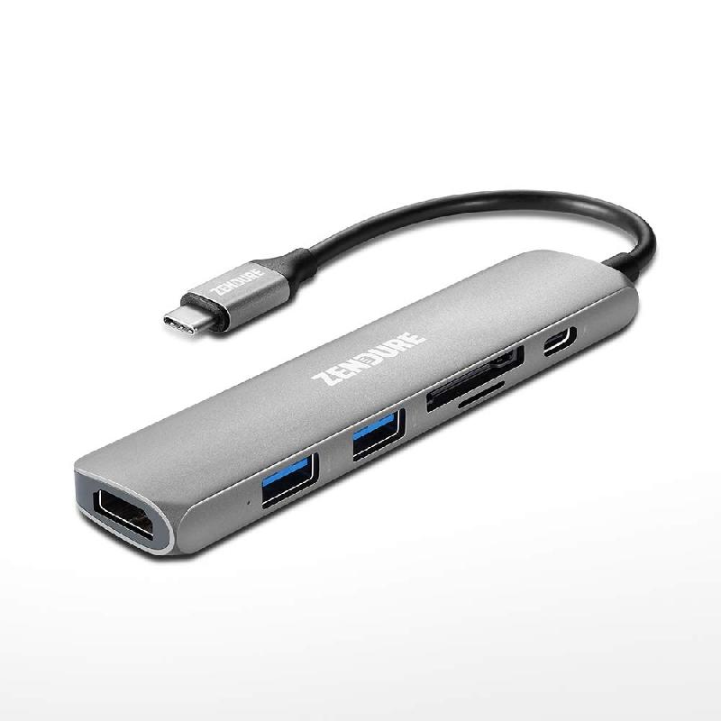 Zendure 6-en-1 - Hub de charge USB-C avec adaptateur 4K HDMI, lecteur SD/Micro SD et 2 ports USB 3.0_0