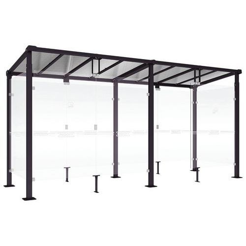 ABRI FUMEURS MILAN 5 M BARDAGES FOND/LATÉR. VERRE NOIR 9005 - PROCITY