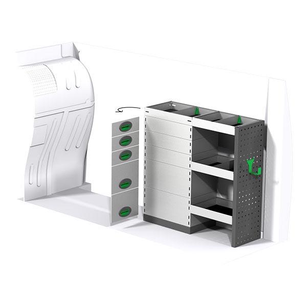 Aménagement métal côté droit - Meuble de rangement pour véhicules utilitaires - Ford - 895 mm x 890 mm x 300 mm_0