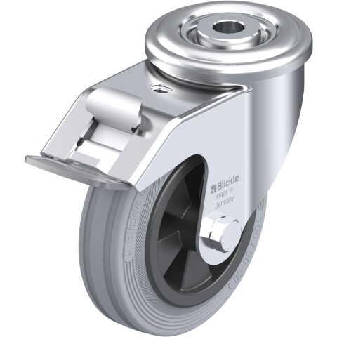 BLICKLE - ROULETTE PIVOTANTE À FREIN Ø 100MM BANDAGE CAOUTCHOUC SBR 70KG - LER-VPP 100G-FI-SG