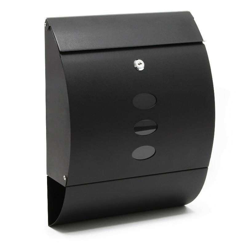 Boîte aux lettres murale design - acier galvanisé - compartiment journal - 32 x 40 x 12 cm - noir - réf. 16_0000081_0