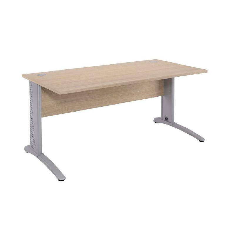 BUREAU DROIT BIOSPACE 2 - L. 140 X P. 80 CM - PLATEAU CHENE - PIEDS L ALUMINIUM - EMBASE ALUMINIUM