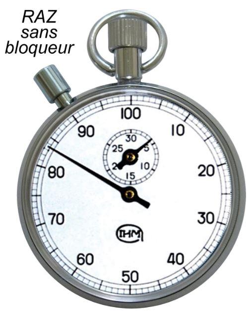 Chronomètre mécanique - START/STOP/START - Temps intermédiaire - 30 mn au 1/100e mn - raz sans bloqueur #0175ch/sbl_0