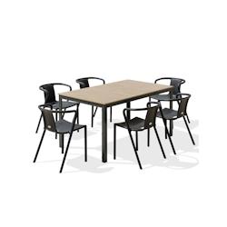 DCB GARDEN Ensemble repas de jardin 6 places en aluminium gris anthracite - BOSTON DIEGO - gris aluminium BOSTONTB150+DIEGOAX6_0