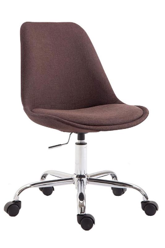 Décoshop26 - Chaise de bureau tabouret de travail sur roulettes hauteur réglable en tissu marron et métal chromé 10_0002685 - marron métal 300025_0