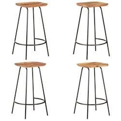 Décoshop26 - Lot de 4 tabourets de bar chaises hautes en bois d'acacia et fer DEC029907 - 3000257624711_0