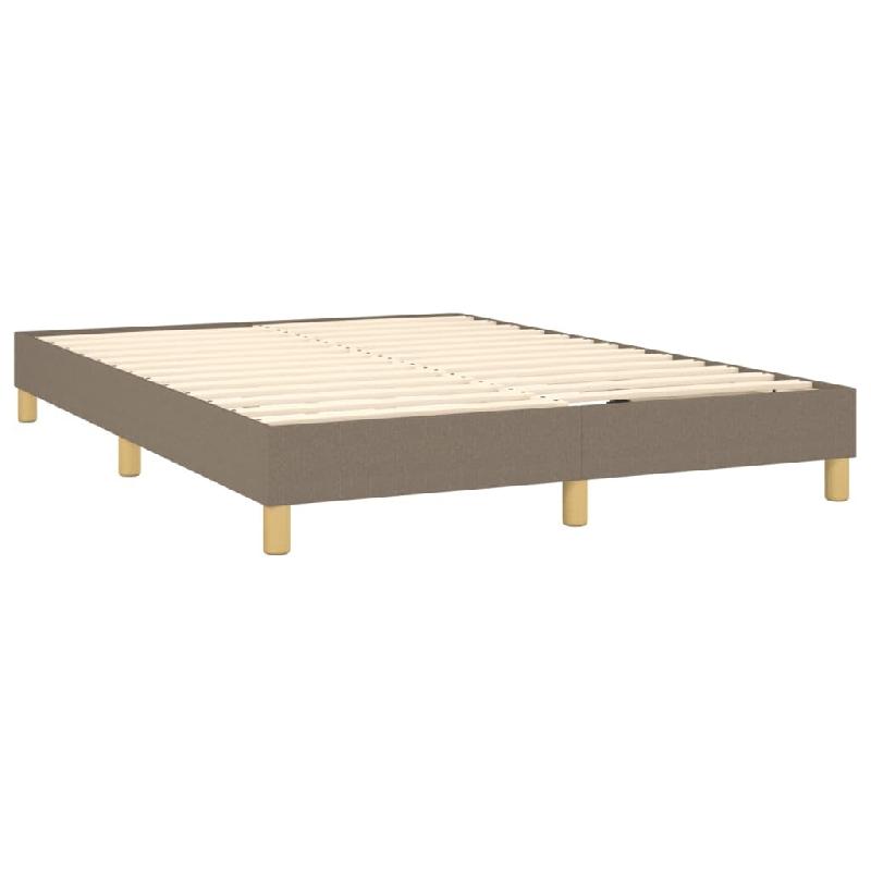 Décoshop26 - Sommier à lattes sur pieds cadre de lit 140x200 cm tissu taupe TDL0206933 - 3001007532690_0