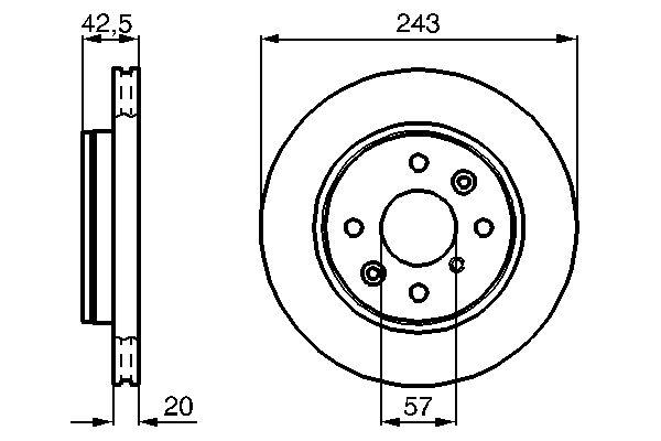 Disque de frein Bosch 0986478659 - boîte de 2 disques ventilés - avant - 4 trous - épaisseur 20 mm_0