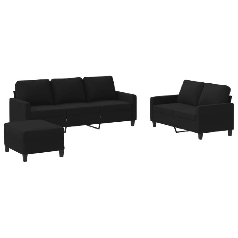 Ensemble de canapés 3 pcs avec coussins Noir Tissu Modèle Sérénité Plus - 8721012064393_0