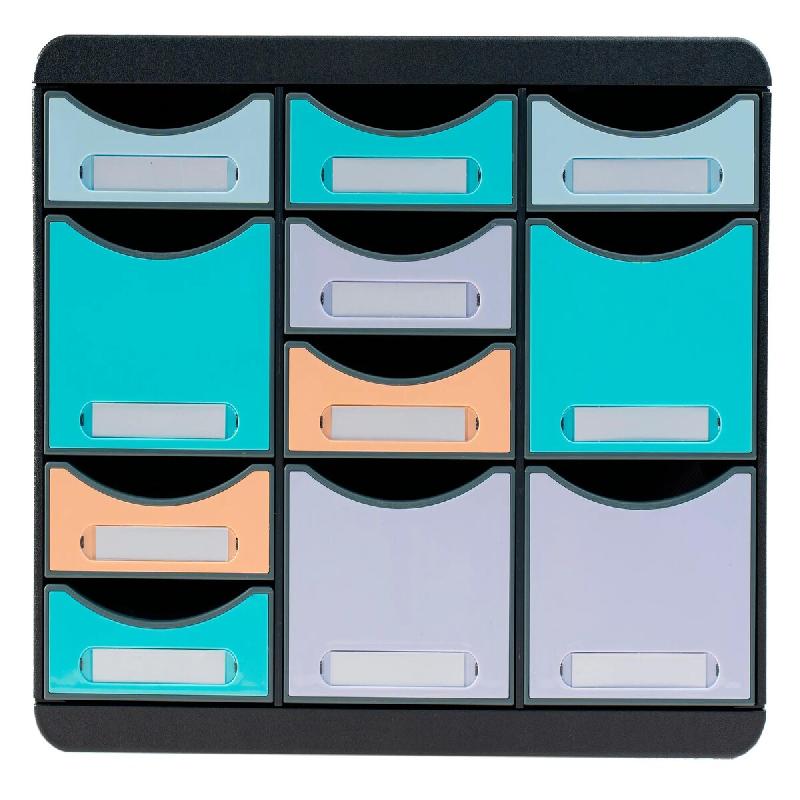 Exacompta - Réf. 3132796D - STORE-BOX - Caisson de rangement à 11 tiroirs - Dimensions extérieures : P 27 x l 35,5 x H 27,1 cm - Aquarel assorti -_0