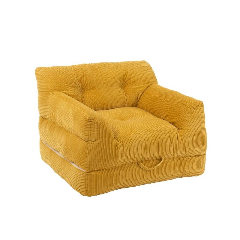 FAUTEUIL CONVERTIBLE CHARLENE JAUNE  COTON / MOUSSE_0