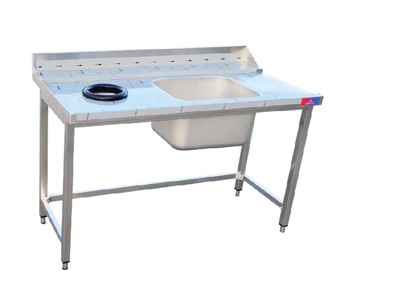 Gasfrit - Table d'entrée gauche pour lave-vaisselle à dôme en acier inoxydable avec 1 bac et compartiment à déchets 1600x750x850+ 100 mm - inox gf1148_0