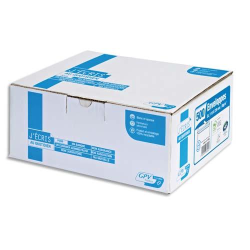 Gpv boîte de 500 enveloppes dl 110x220mm blanches auto-adhésives nf pfec 90g_0