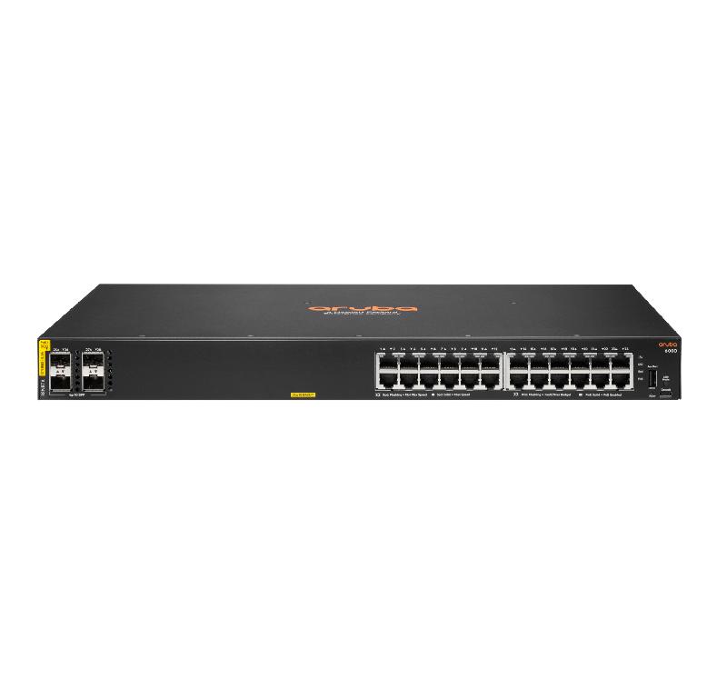 Hewlett Packard Enterprise Aruba 6000 24G Class4 PoE 4SFP 370W Géré L3 Gigabit Ethernet (10/100/1000) Connexion Ethernet, supportant l'alimentation via ce port (PoE) 1U_0