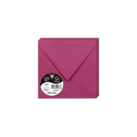 LOT DE 2 - PAQUET DE 20 ENVELOPPES POLLEN 140X140MM 120G/M2 - FRAMBOISE
