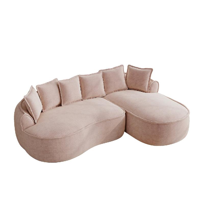 Merax Canapé modulaire en forme de L Cloud, assise très profonde, large rembourrage, avec méridienne gauche et coussin, chenille, rose - W3325S00282_0