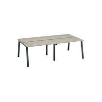 Pôle de 4 bureaux droits chêne gris L 120 x P 60 cm, piétement métal anthracite - Arch_0
