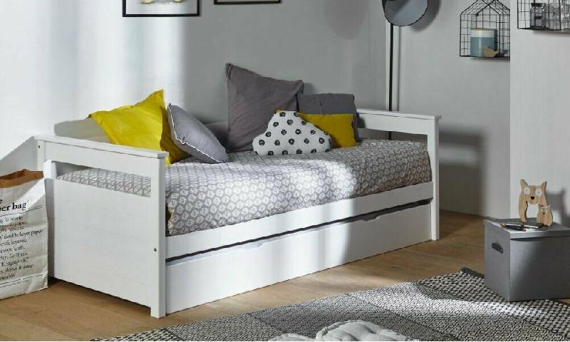 PACK LIT BANQUETTE GIGOGNE NUAGE + 2 MATELAS  BLANC 90X190 CM/OPT:MATELAS ELBE HD