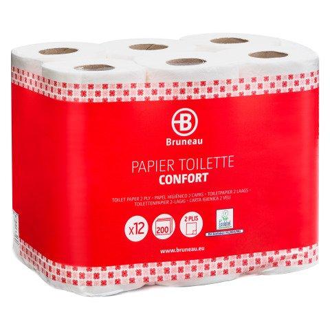 PAPIER TOILETTE DOUBLE ÉPAISSEUR BRUNEAU - 96 ROULEAUX DE 200 FEUILLES