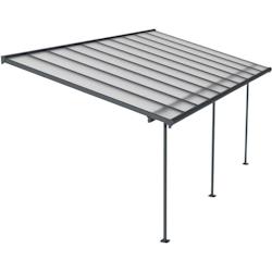 Pergola à adosser en aluminium gris et polycarbonate Sierra 3 x 6.2 m Canopia By Palram - gris 7290108130607_0