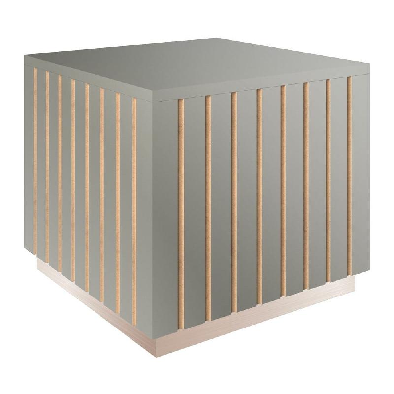Podium bas Vertigo T03 MDF naturel et gris alu 45x45x40cm_0