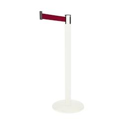 Poteau de balisage à sangle extensible Guide 45 - blanc, bordeaux, bleu acier - 2 300 mm - peinture poudre - pied acier_0